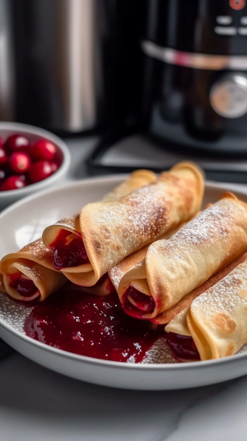 Air fryer cherry pie taquitos with a crispy exterior and cherry filling