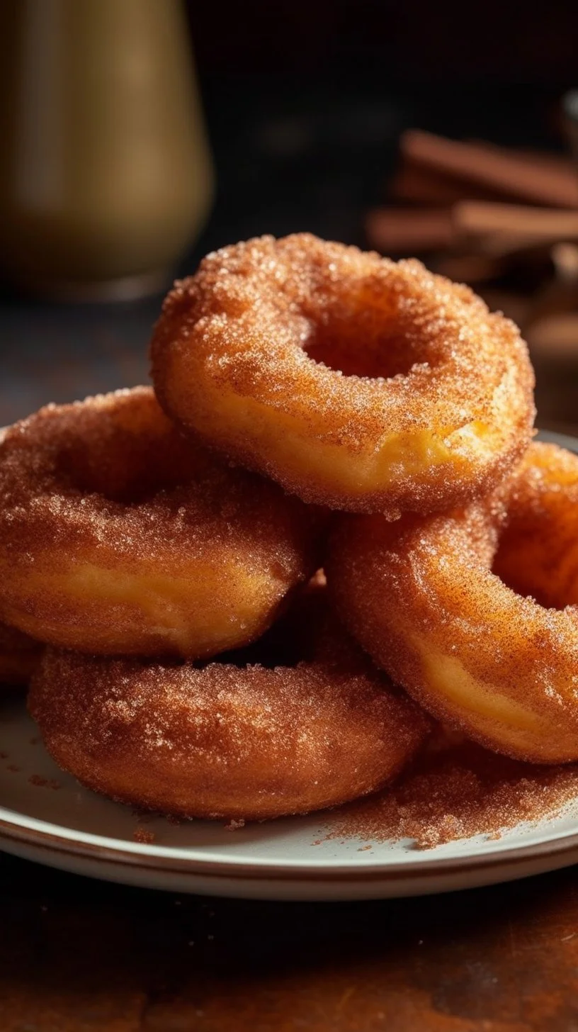 Air Fryer Cinnamon Apple Rings served on a plate with a sprinkle of cinnamon