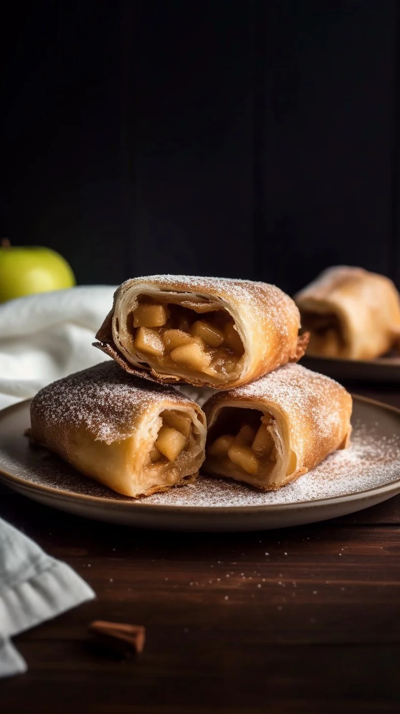 Delicious homemade Apple Chimichangas served with caramel sauce