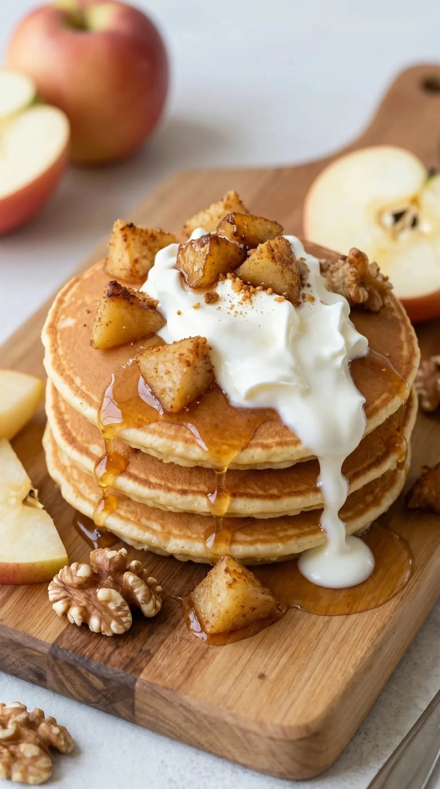 Delicious and wholesome Apple Oatmeal Bake topped with fresh apples and cinnamon