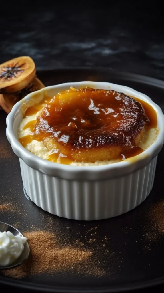 Delicious banana crumble dessert with a crunchy topping and ripe bananas.