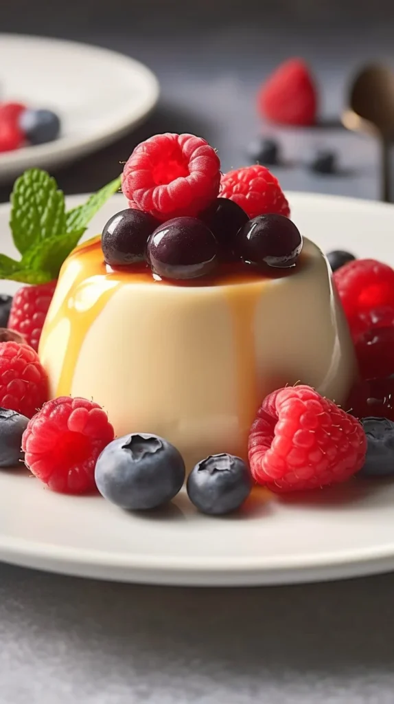 Delicious Bavarian Cream dessert with fresh berries on top