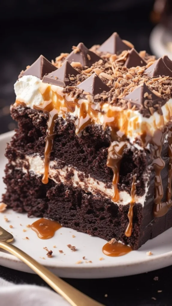 Delicious Better Than Sex Cake with chocolate layers and creamy topping