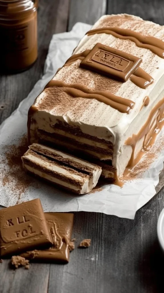 Delicious Biscoff Icebox Cake topped with crushed Biscoff cookies