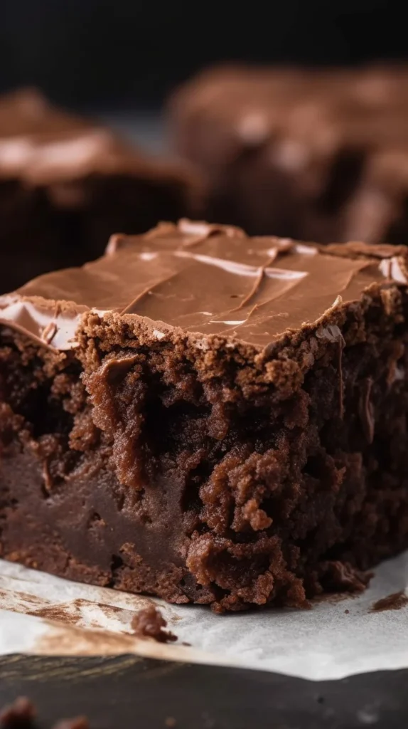 Delicious brownies topped with rich frosting on a plate