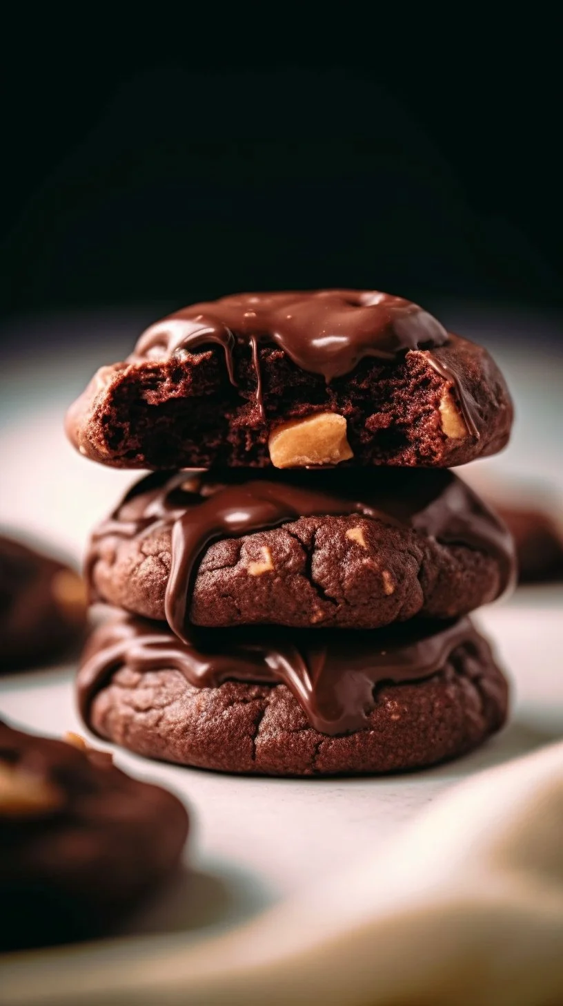 Delicious Buckeye Brownie Cookies with chocolate and peanut butter frosting.