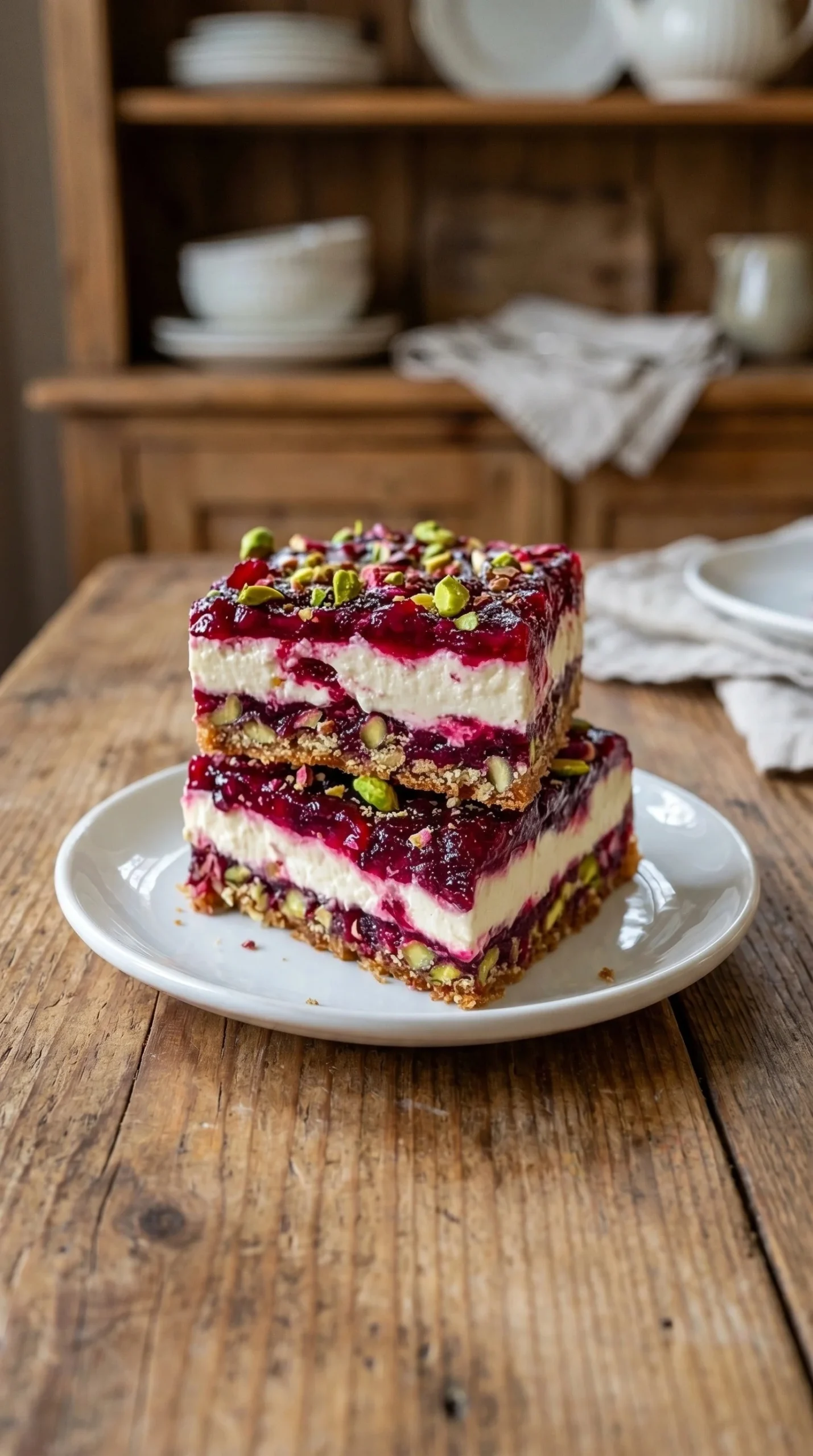 Delicious Cherry Pistachio Cheesecake Bars with a creamy texture and vibrant toppings