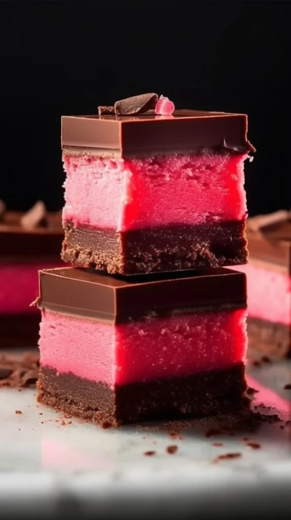 Delicious Cherry Ripe Slice dessert with chocolate and cherries