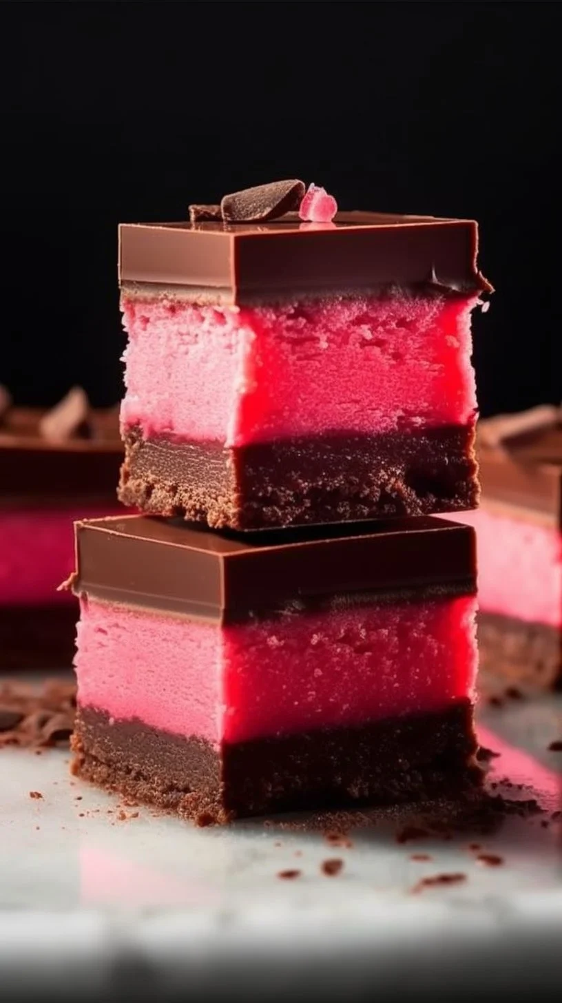 Delicious Cherry Ripe Slice dessert with chocolate and cherries