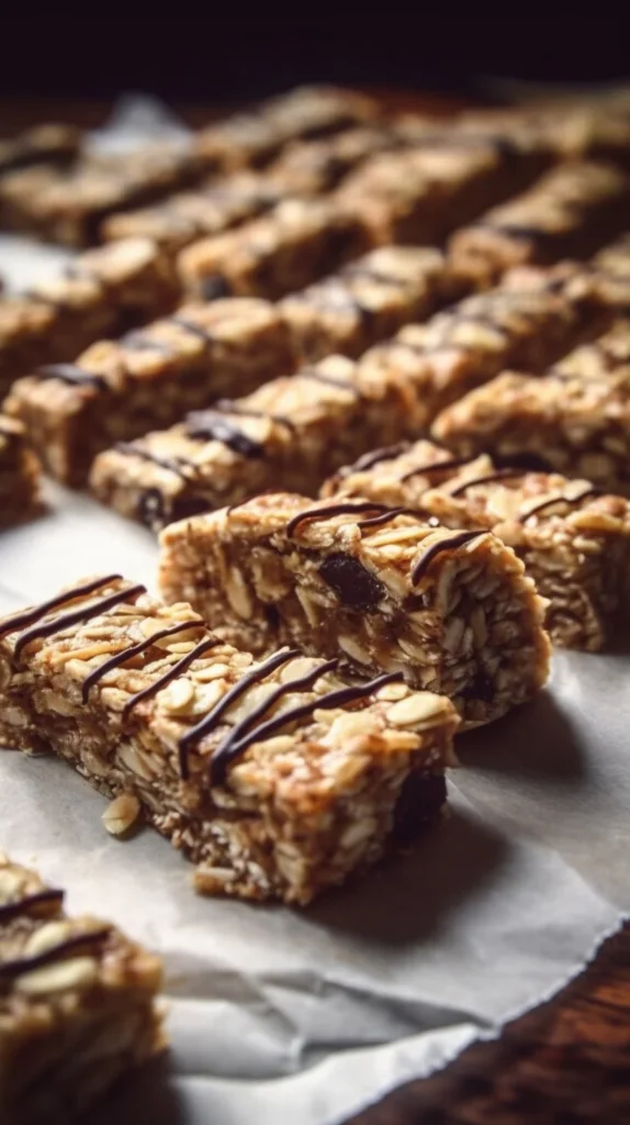 Chewy granola bars with nuts and fruits for a healthy snack