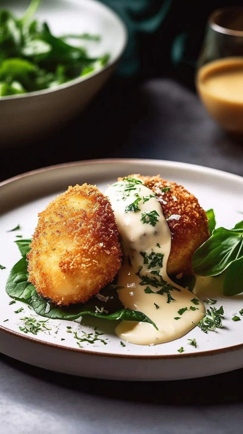 Delicious Chicken Pockets with cream cheese and creamy Parmesan sauce.