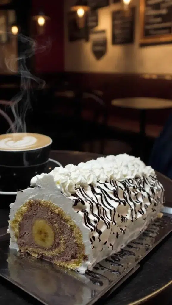 Delicious Chocolate Banana Roll Cake with rich chocolate and ripe bananas