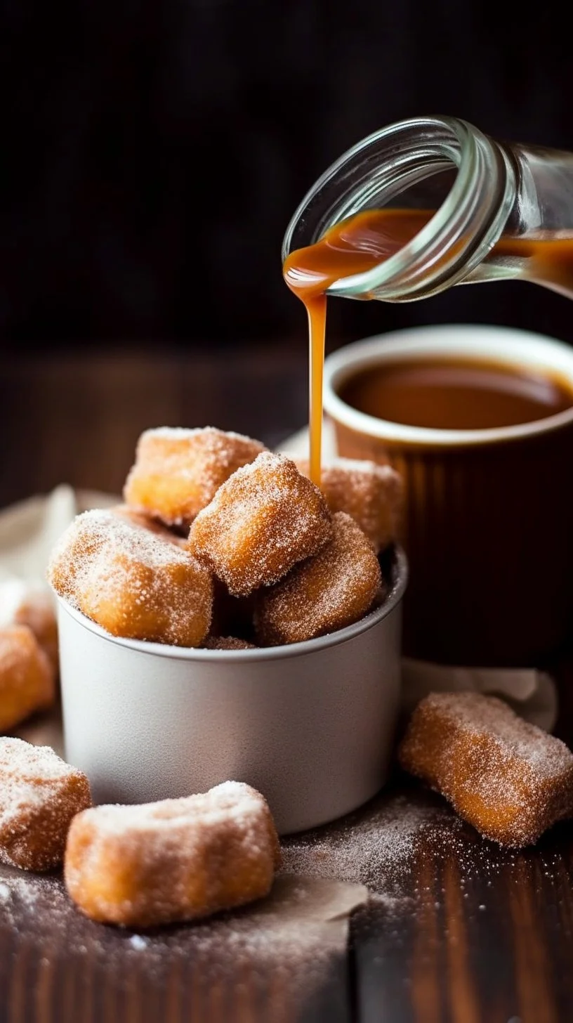 Delicious churro bites coated with cinnamon sugar on a plate.