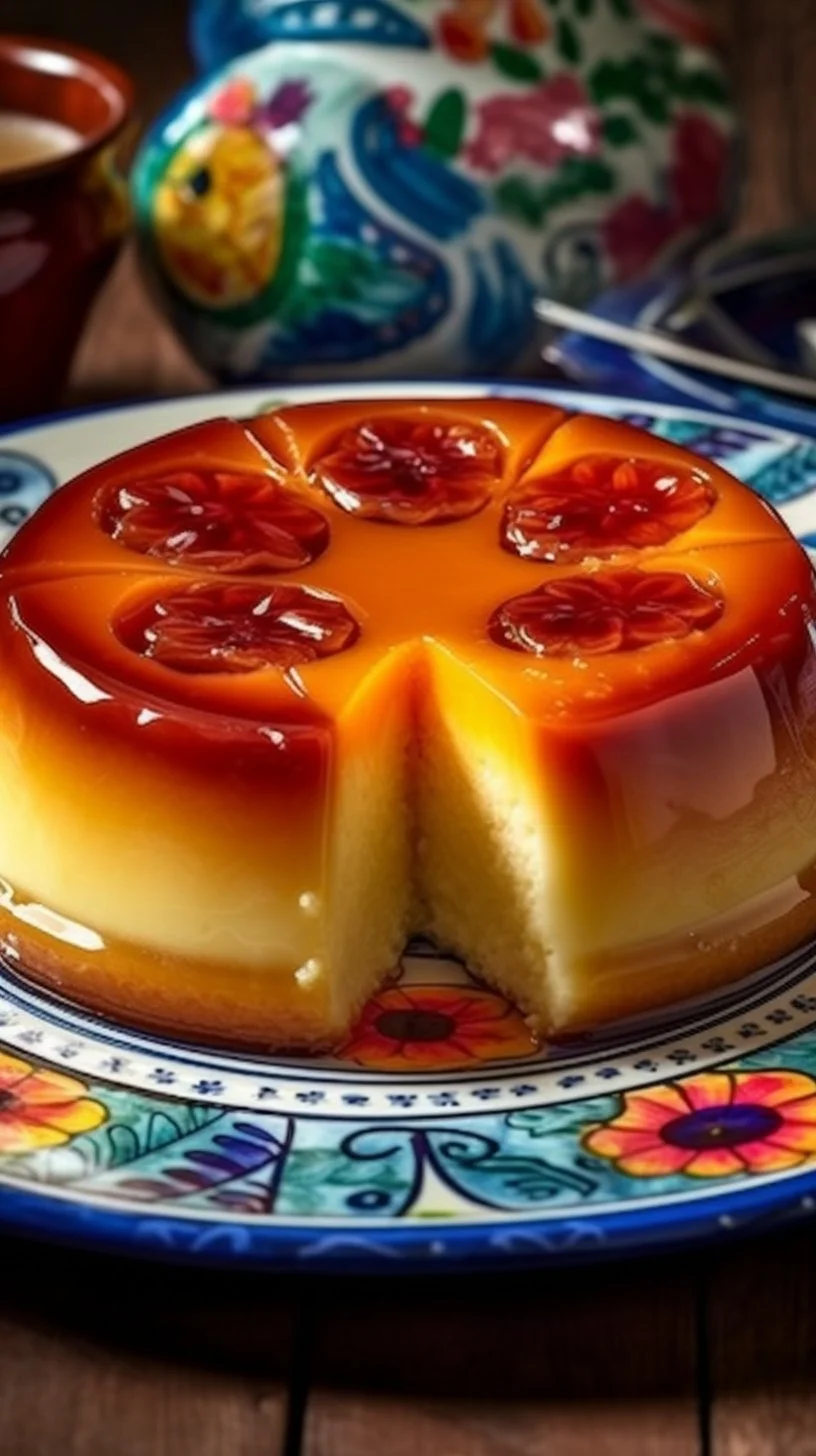 Delicious Condensed Milk Cake with a golden crispy crust on a white plate.