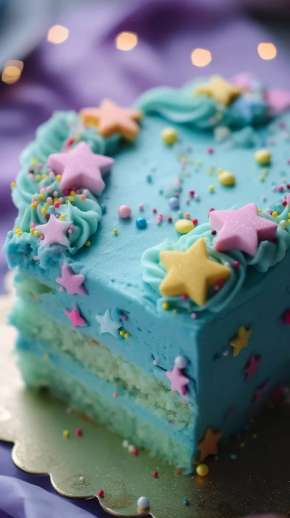 Delicious Cotton Candy Cake with pastel colors and fluffy cotton candy topping