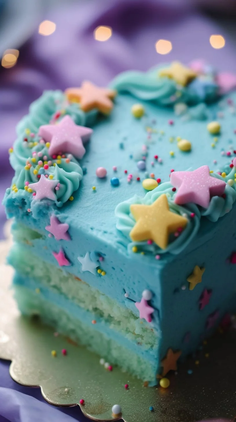 Delicious Cotton Candy Cake with pastel colors and fluffy cotton candy topping