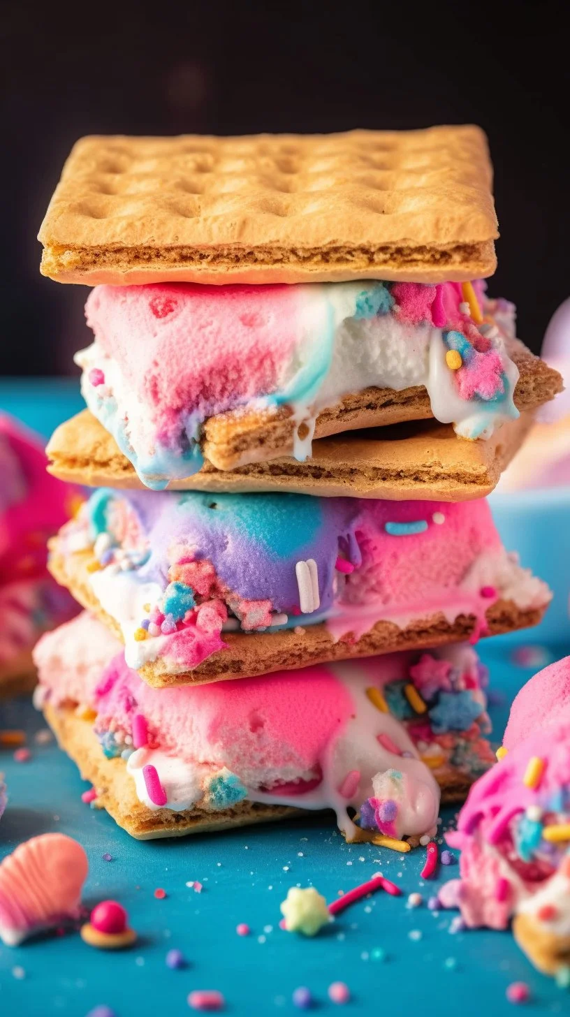 Delicious cotton candy s'mores made using a microwave recipe