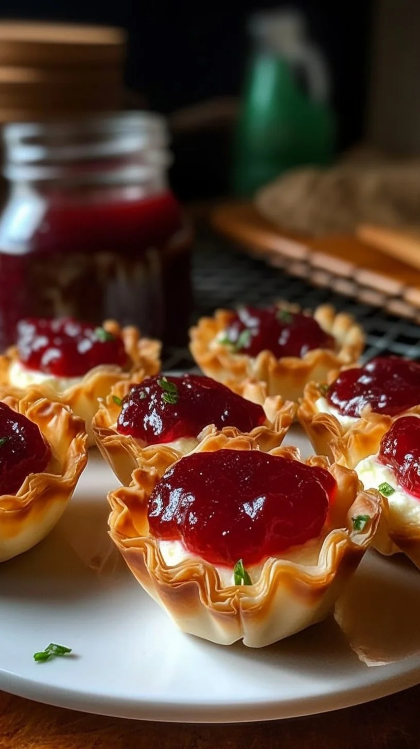 Cranberry Hot Pepper Jelly Cream Cheese Cups appetizer