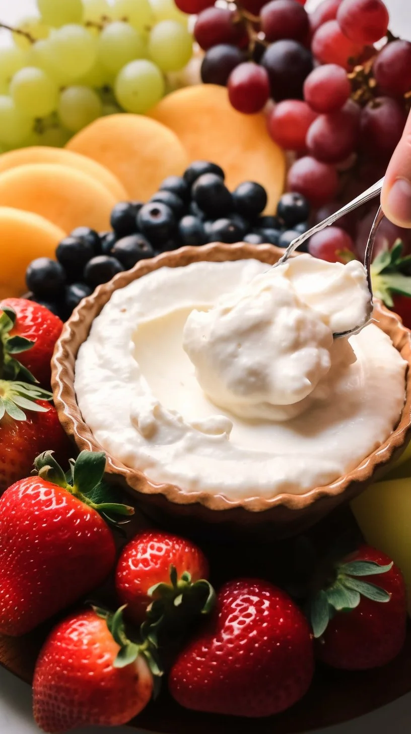 Delicious cream cheese fruit dip served with a variety of fresh fruits