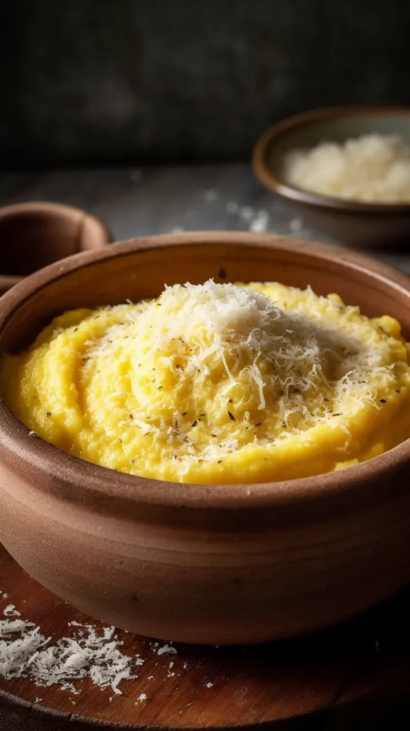 Delicious creamy Parmesan polenta served in a bowl