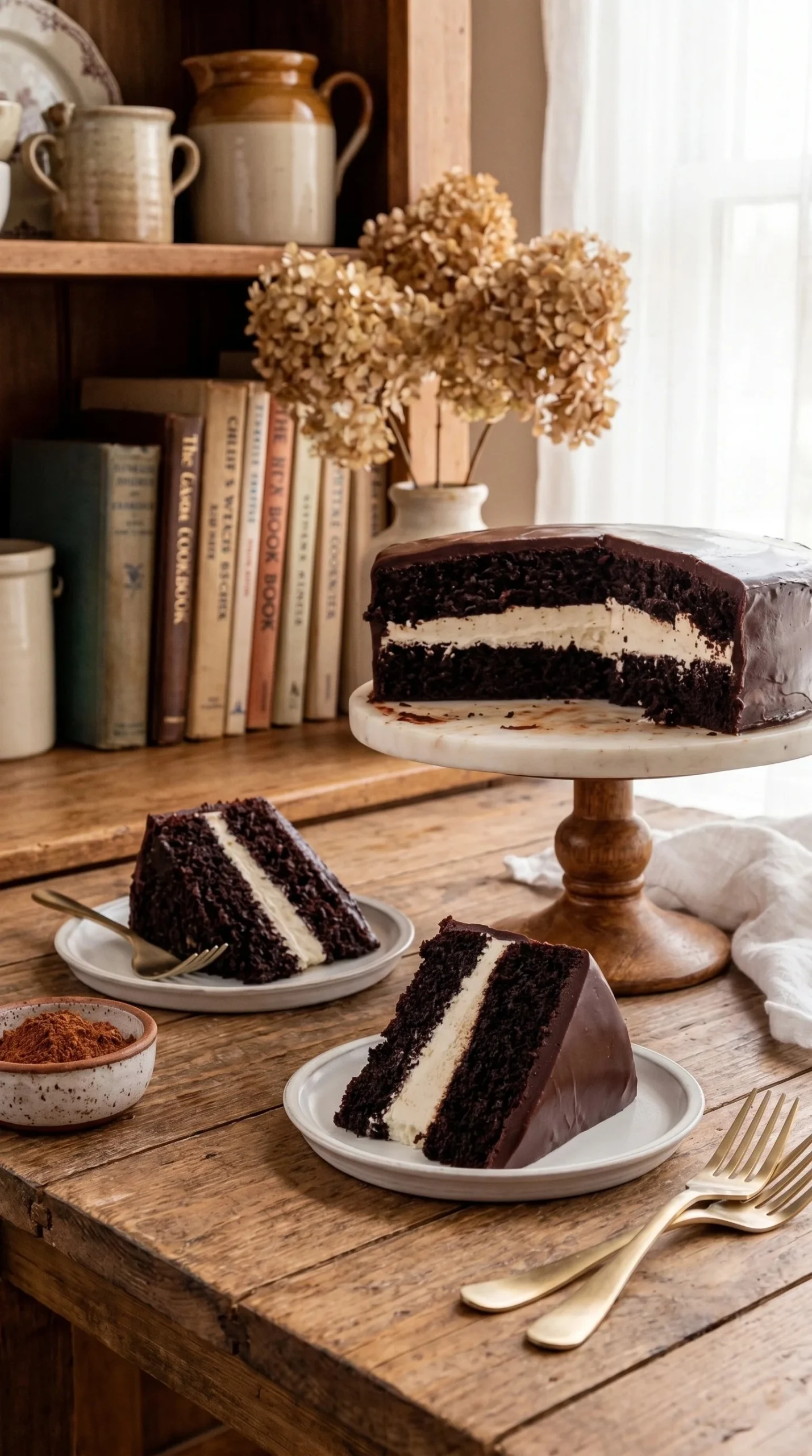 Delicious and moist Ding Dong Cake slice on a plate
