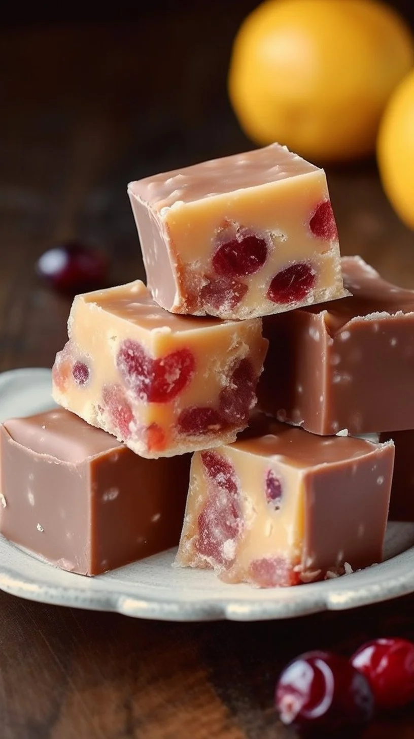Delicious homemade easy cranberry orange fudge with a glossy finish
