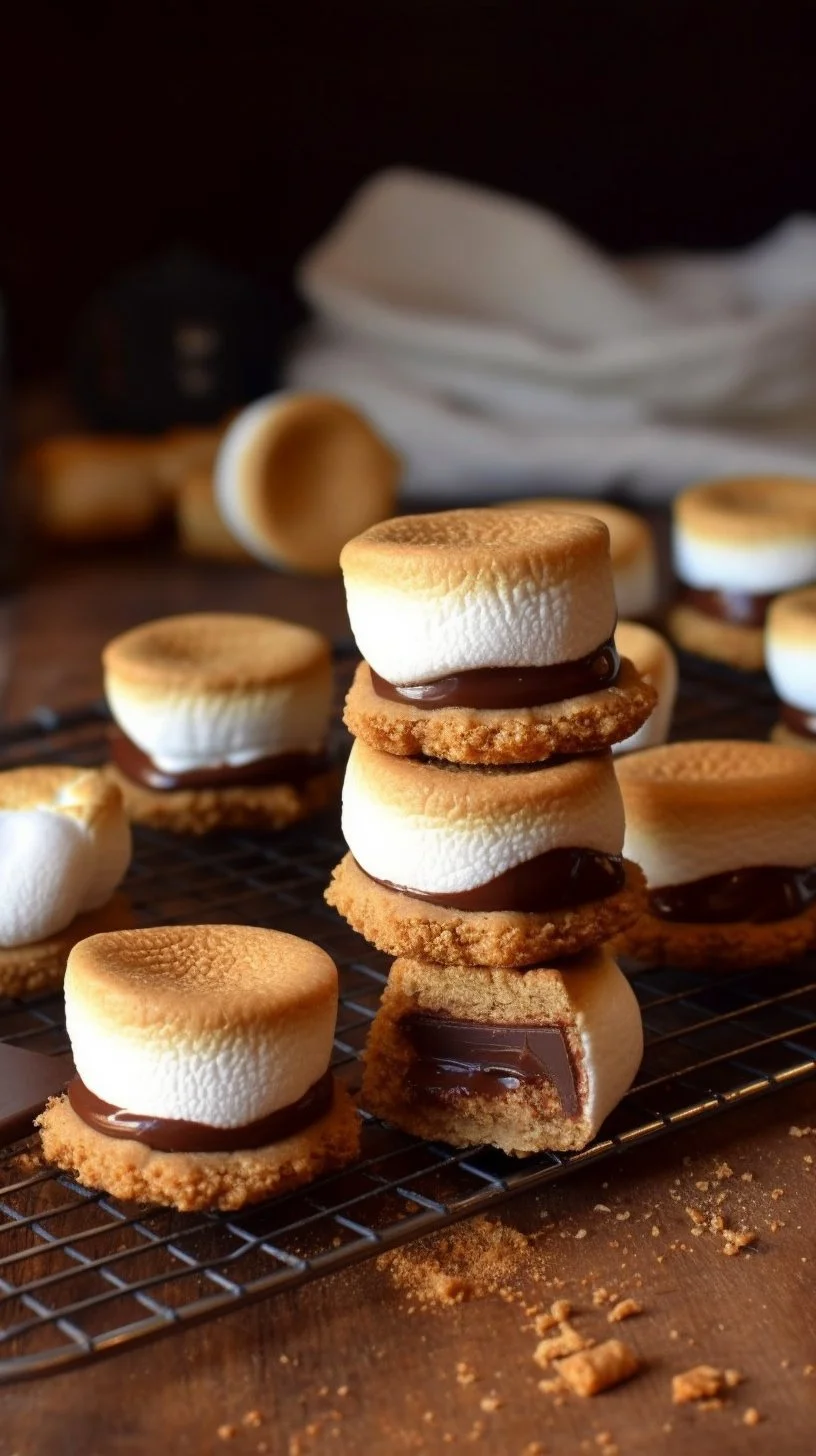 Plate of easy smores bites with marshmallows and chocolate