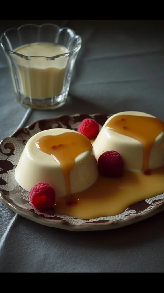 Delicious floating islands dessert with vanilla crème anglaise.
