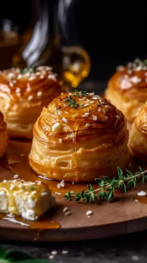 Delicious goat cheese and honey bites served on a platter.