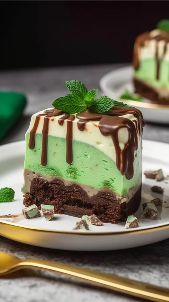 Delicious grasshopper cheesecake bars with chocolate and mint flavors