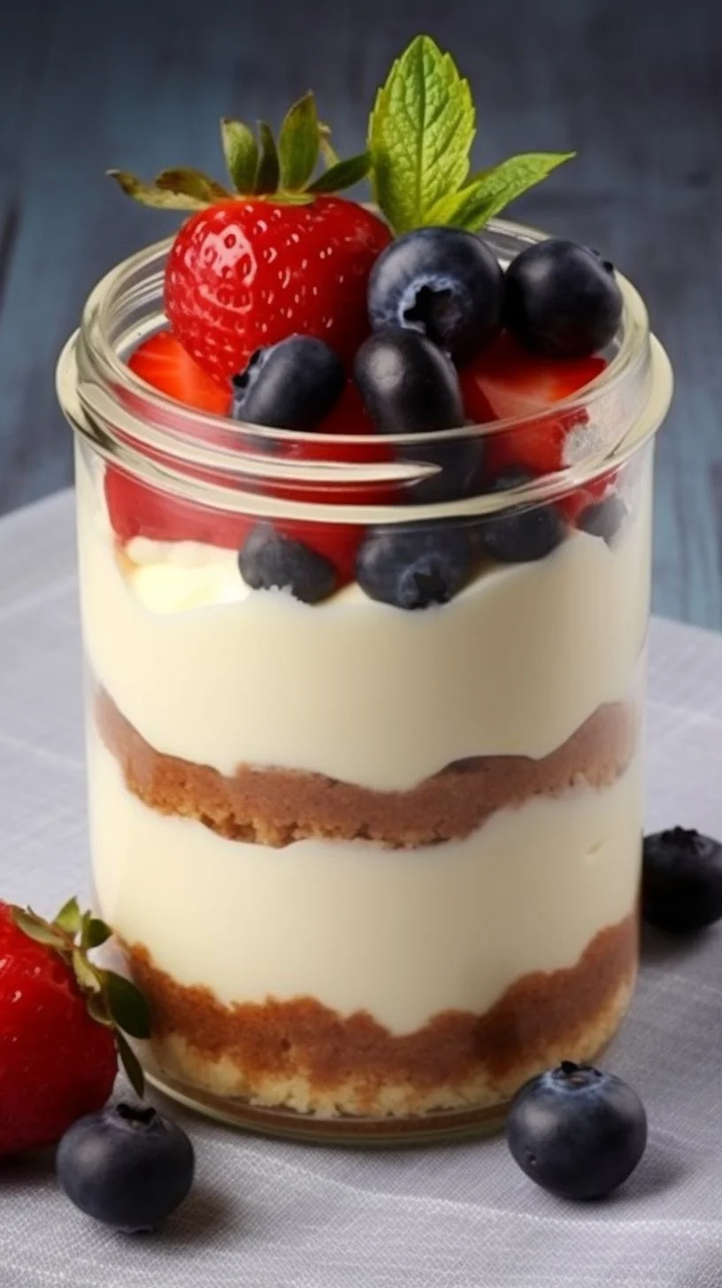 Healthy protein cheesecake jars with fresh toppings and vibrant colors
