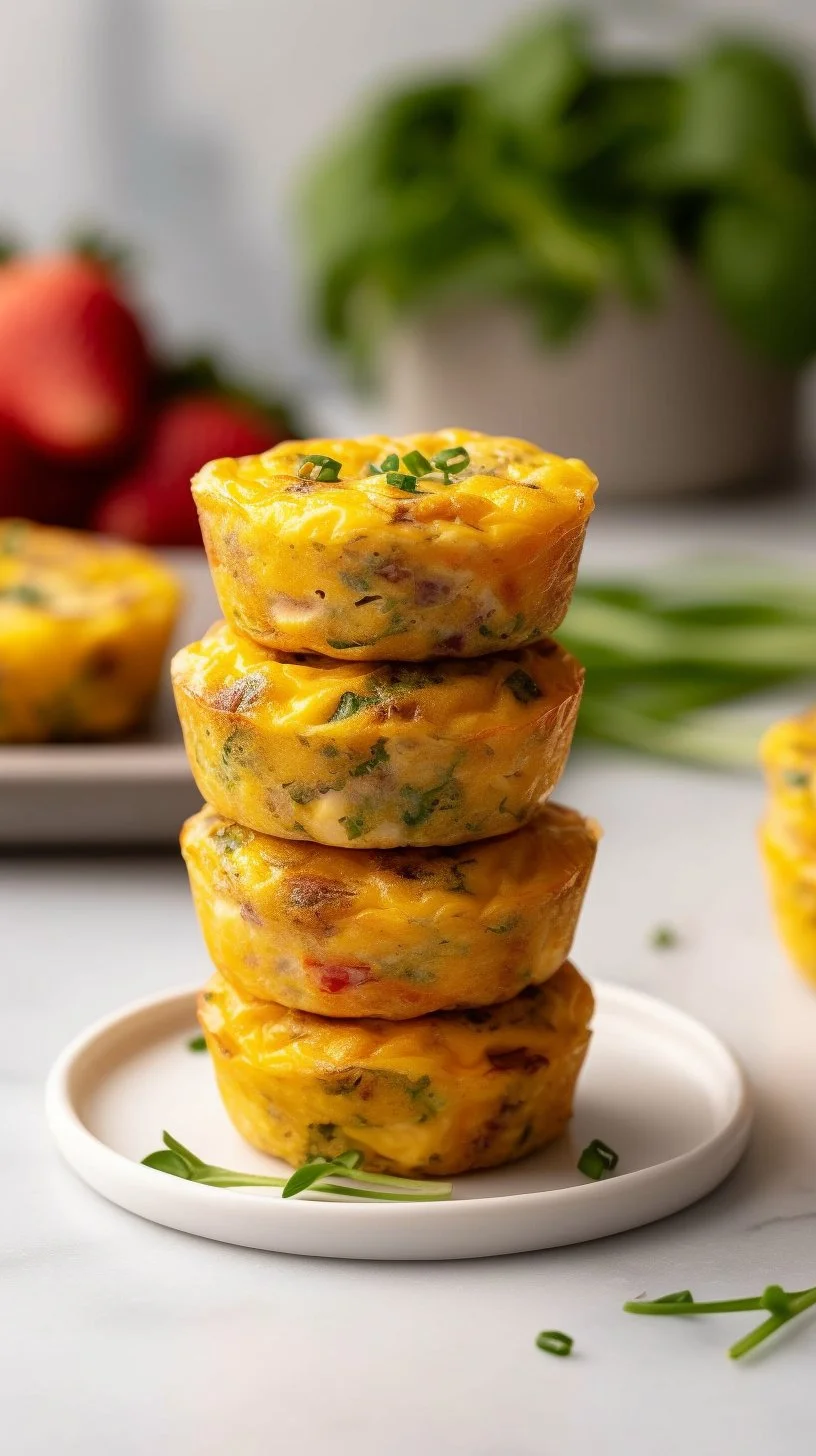 Deliciously baked Keto Egg Muffins with vegetables and cheese