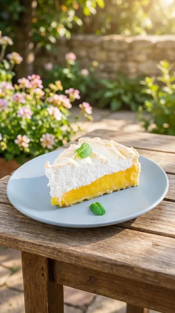 Delicious Keto Lemon Meringue Pie with a fluffy meringue topping and lemon filling