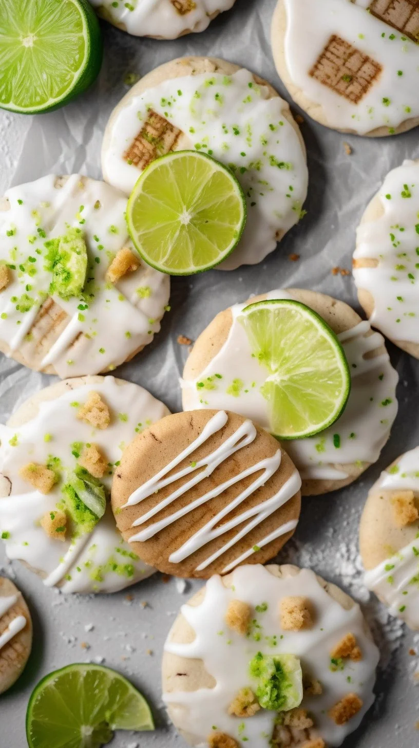 Plate of freshly baked Key Lime Cookies topped with lime zest
