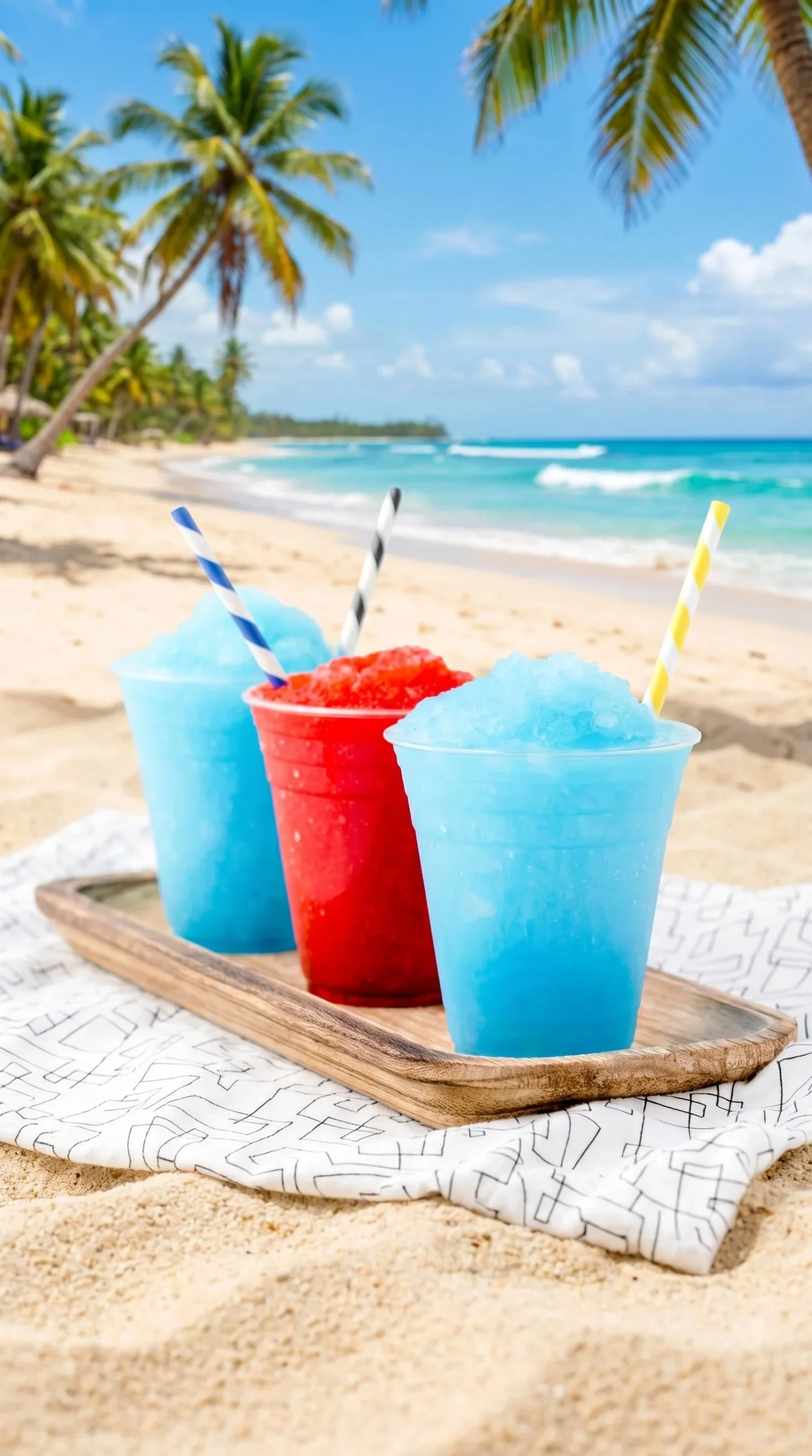 Colorful Kool-Aid Slurpees in cups, perfect summer refreshment.
