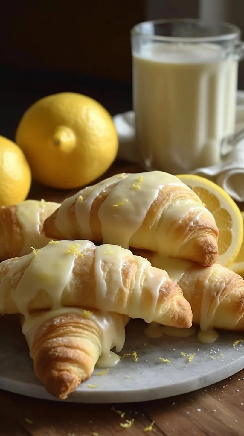Lemon Cream Cheese Crescent Rolls served on a plate