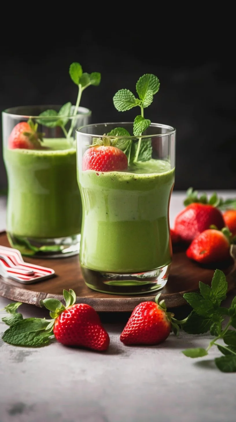 Creamy matcha panna cotta topped with strawberries and coconut