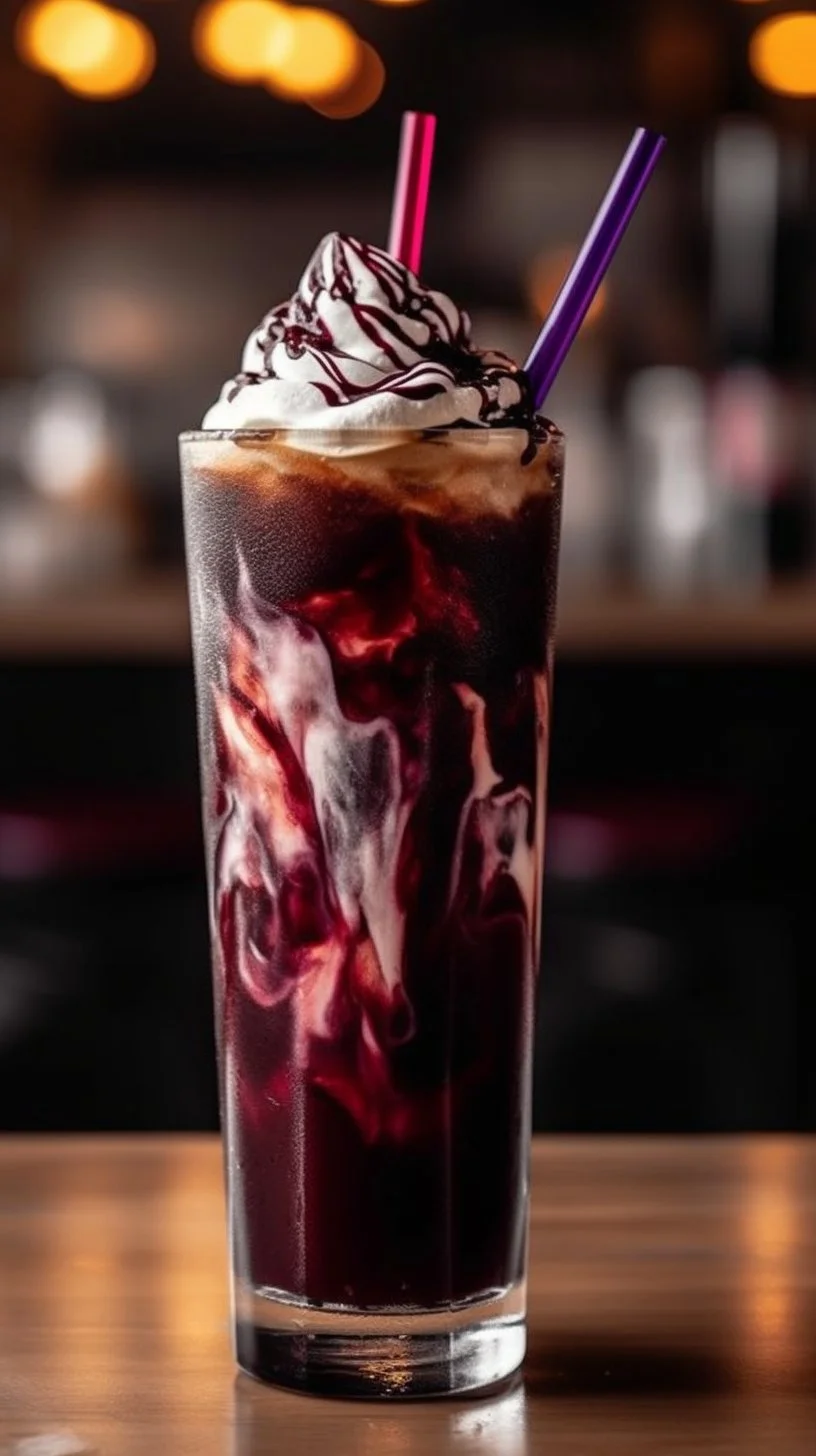 Refreshing Midnight Malibu Dirty Soda in a glass with ice and lime garnish