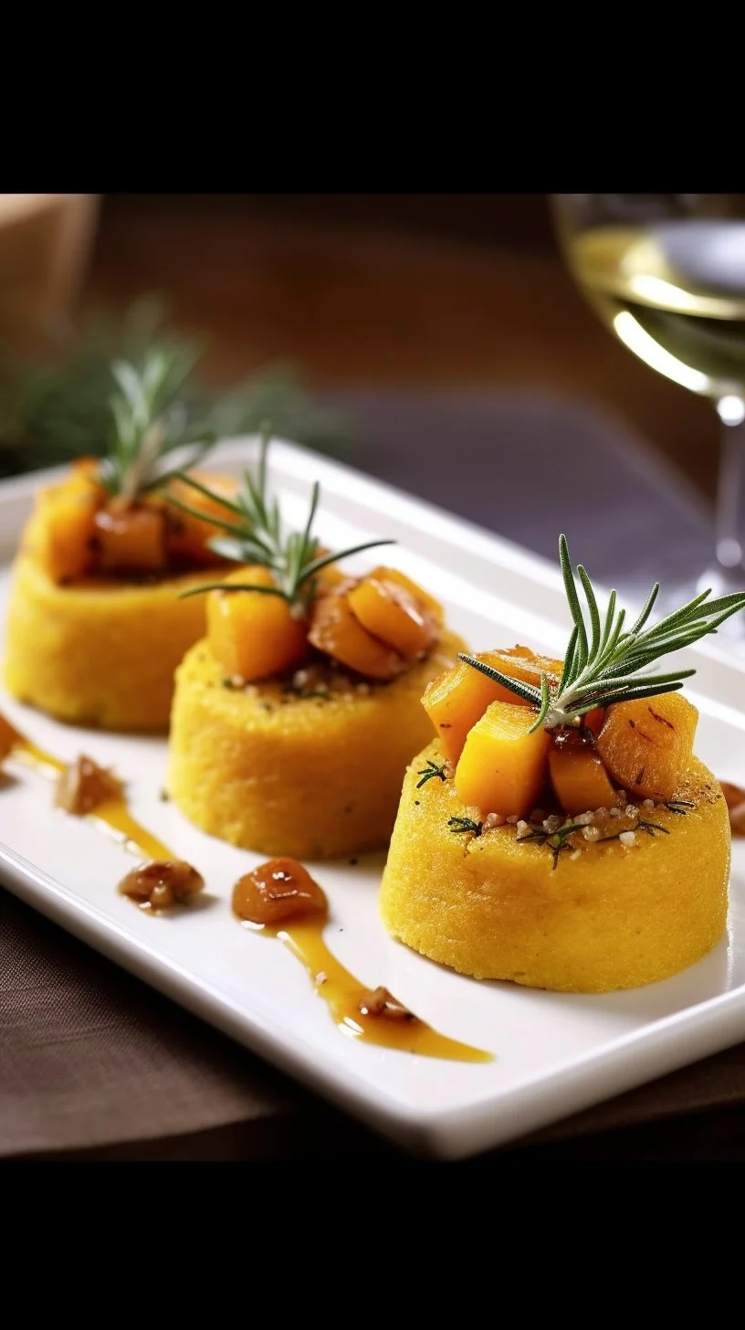 Mini Butternut Squash Polenta Bites served on a platter