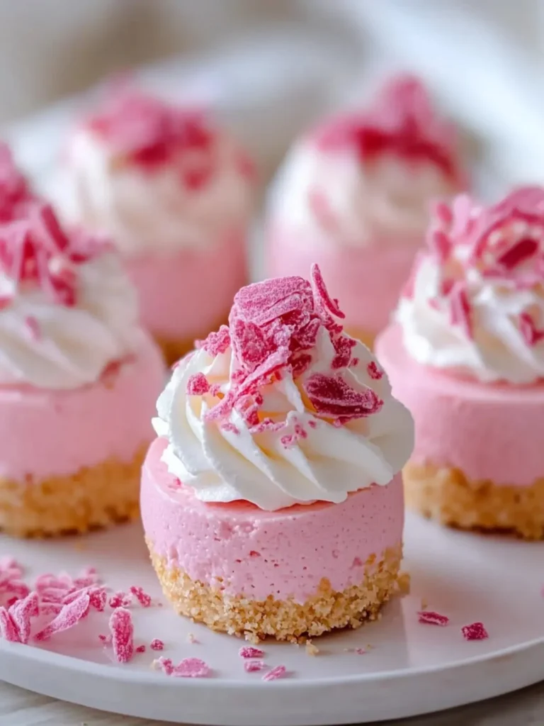 No Bake Pink Velvet Cheesecake Bites on a plate, vibrant and delicious dessert