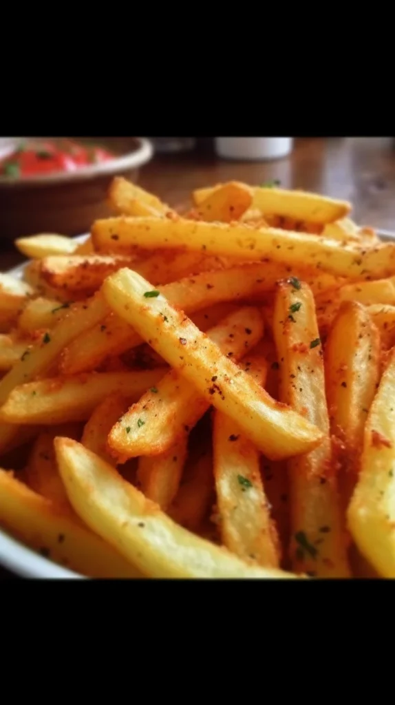 Delicious Peri Peri Fries served with a spicy dipping sauce.