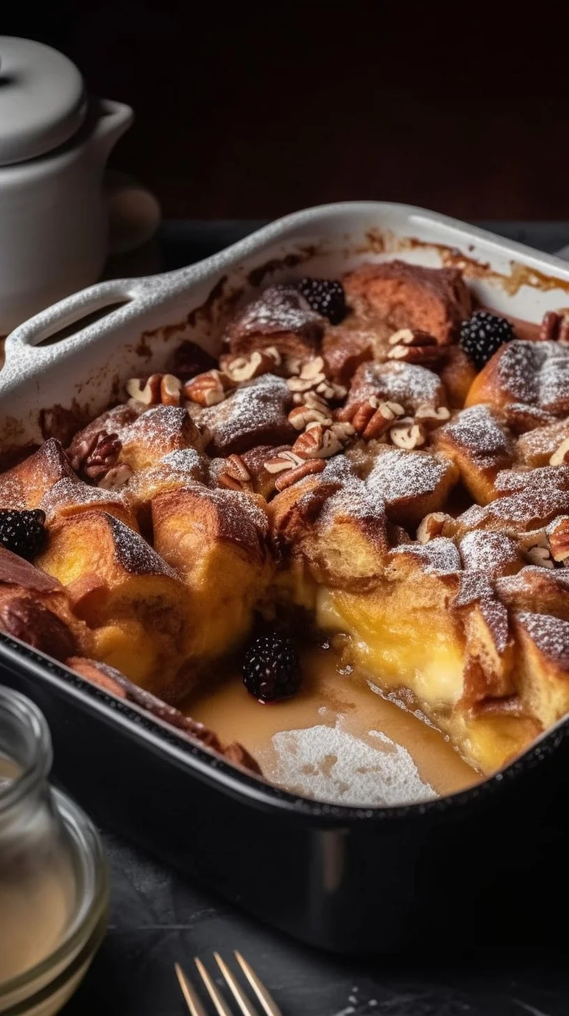 Delicious Pretzel French Toast Casserole served in a baking dish