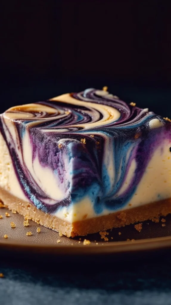 Ravenclaw Midnight Blueberry Cheesecake with vibrant berries on top