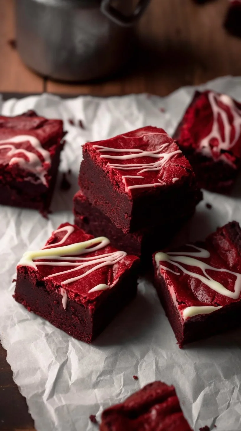 Delicious red velvet brownies topped with cream cheese frosting.