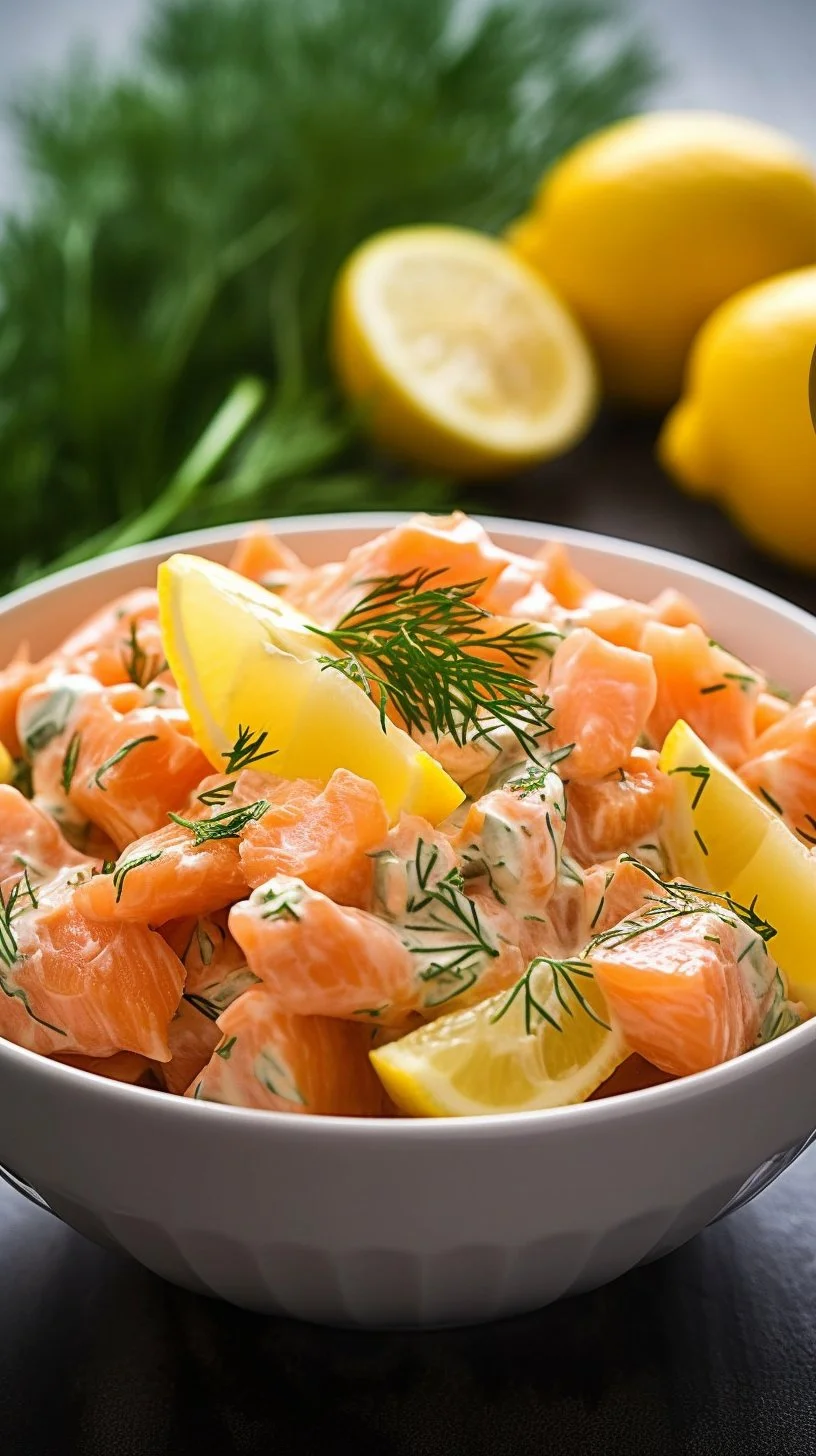 Bowl of smoky salmon dip with fresh herbs and crackers for serving