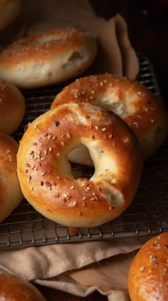 Homemade sourdough bagels fresh out of the oven