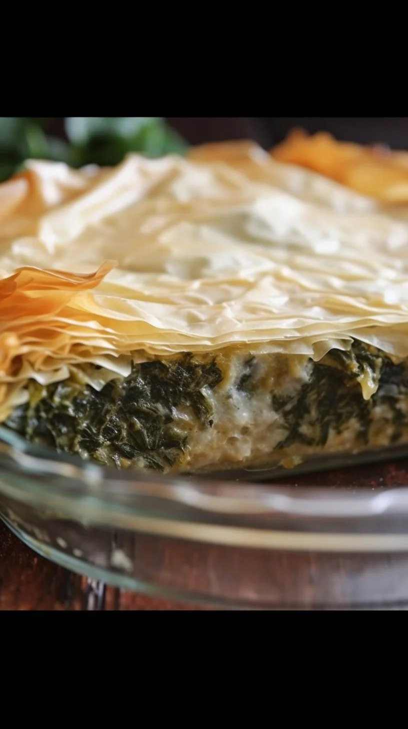 Delicious homemade spinach pie with flaky crust and vibrant filling
