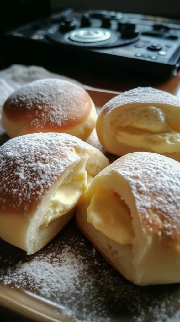 Delicious stovetop custard cream buns with creamy filling and soft texture.