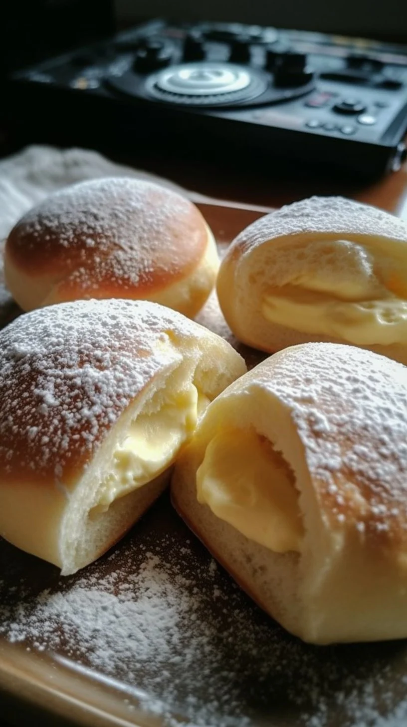 Delicious stovetop custard cream buns with creamy filling and soft texture.