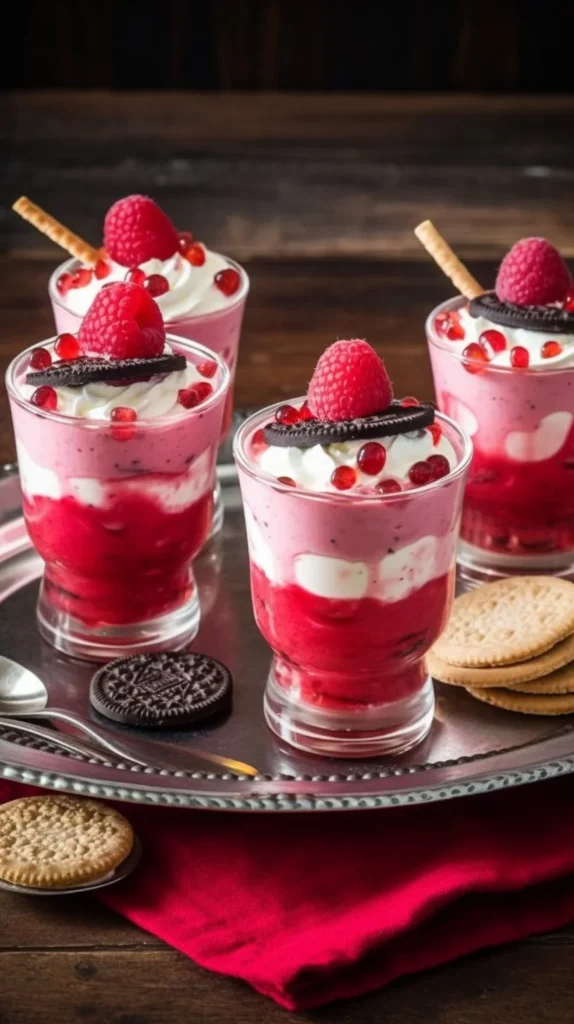 Strawberry cheesecake parfait with layers of creamy cheesecake and strawberries
